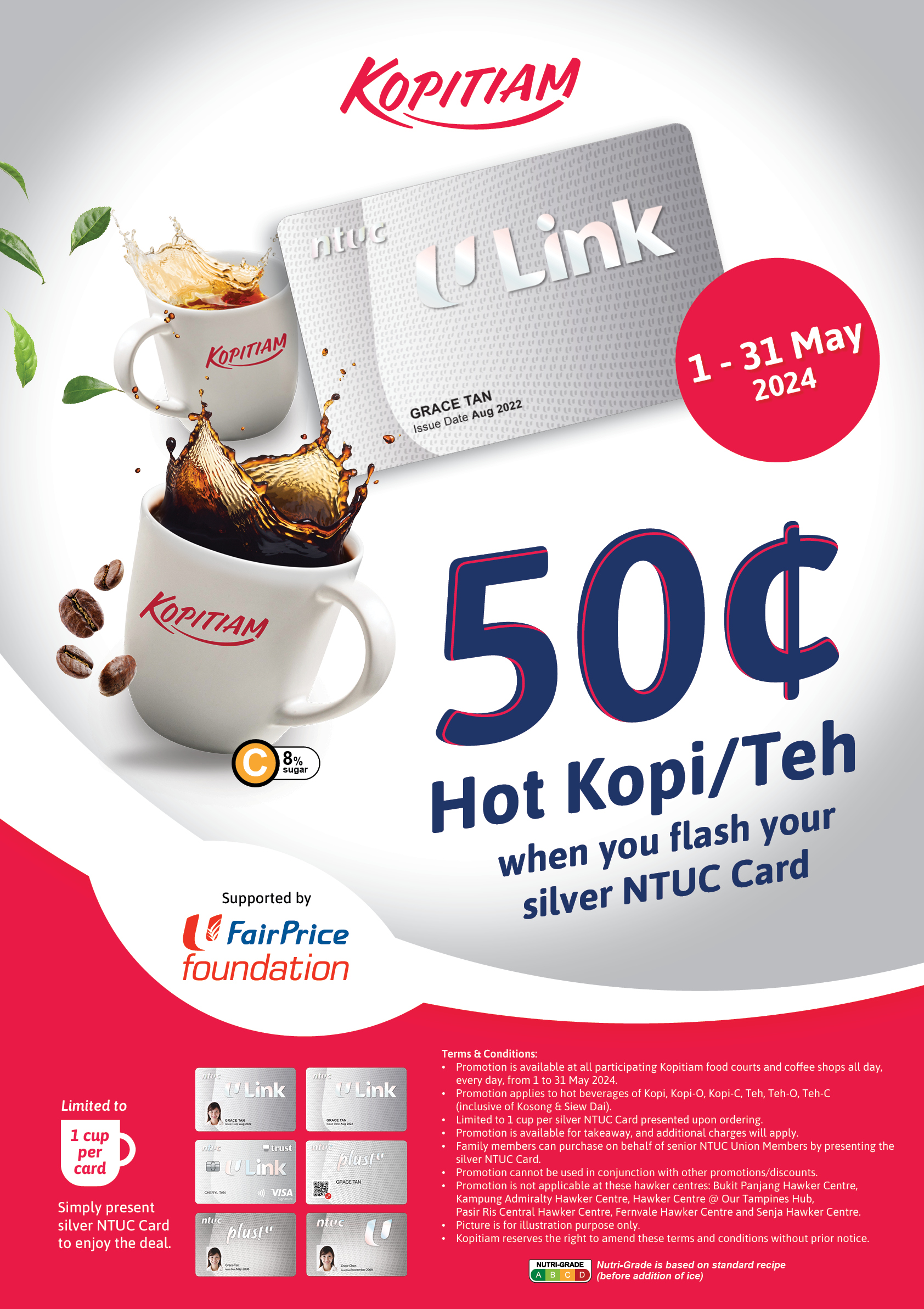 Lobang: NTUC Union Members enjoy 50 cents Hot Kopi/Teh from 1 - 31 May 24 - 3