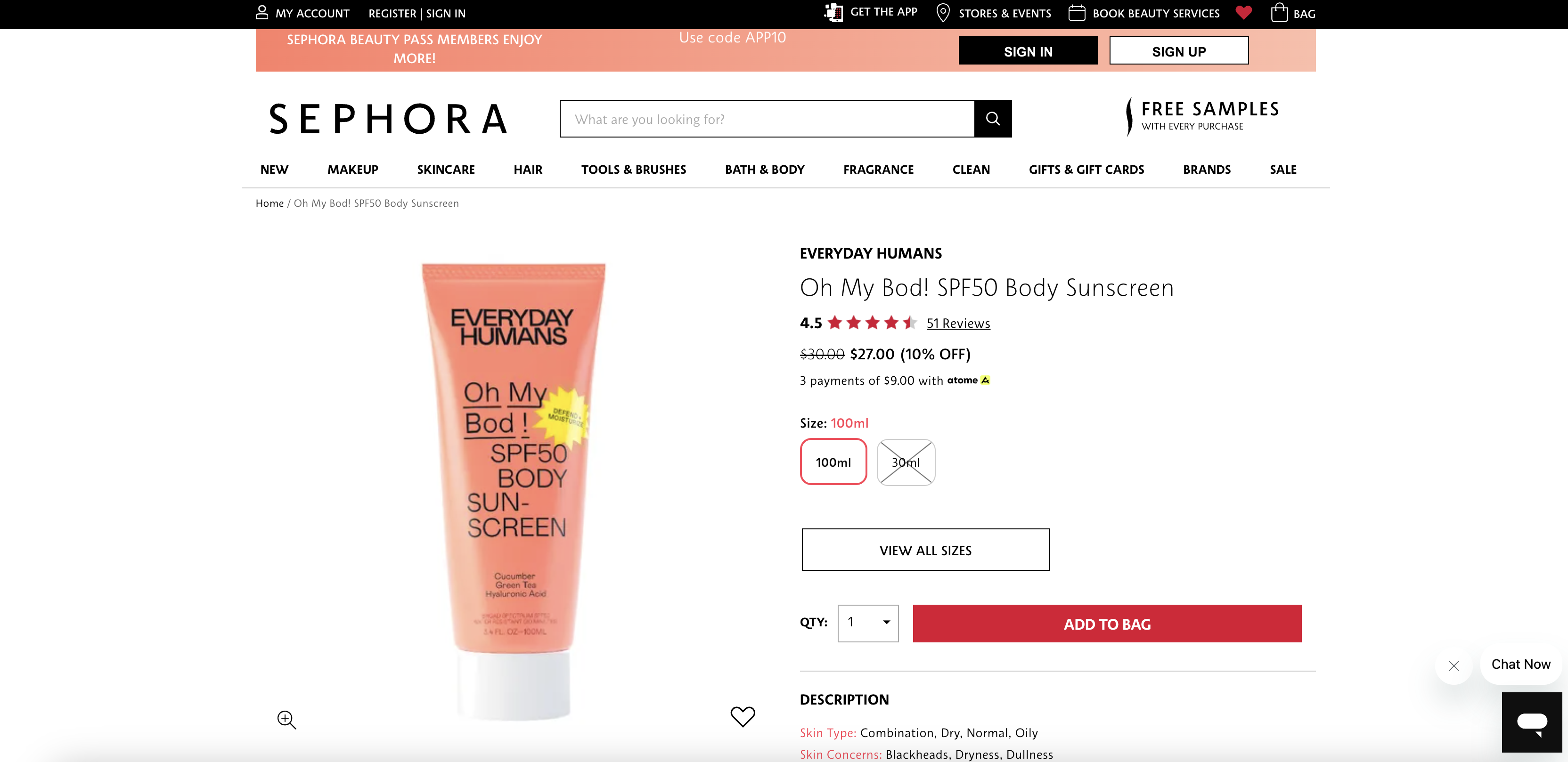 Oh My Bod! SPF50 Body Sunscreen