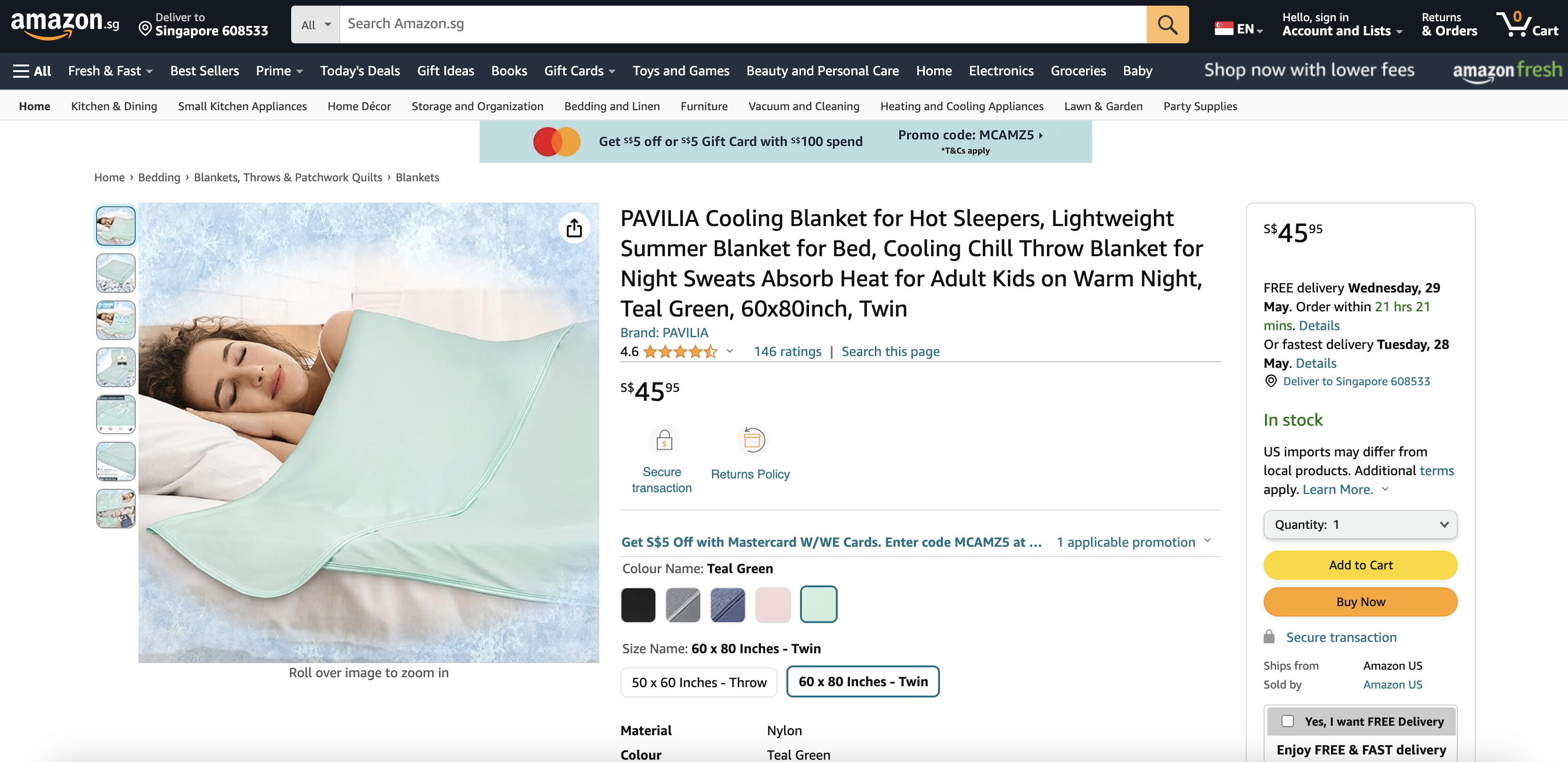 PAVILIA Cooling Blanket