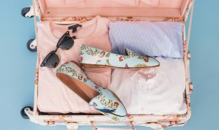 a luggage full of items