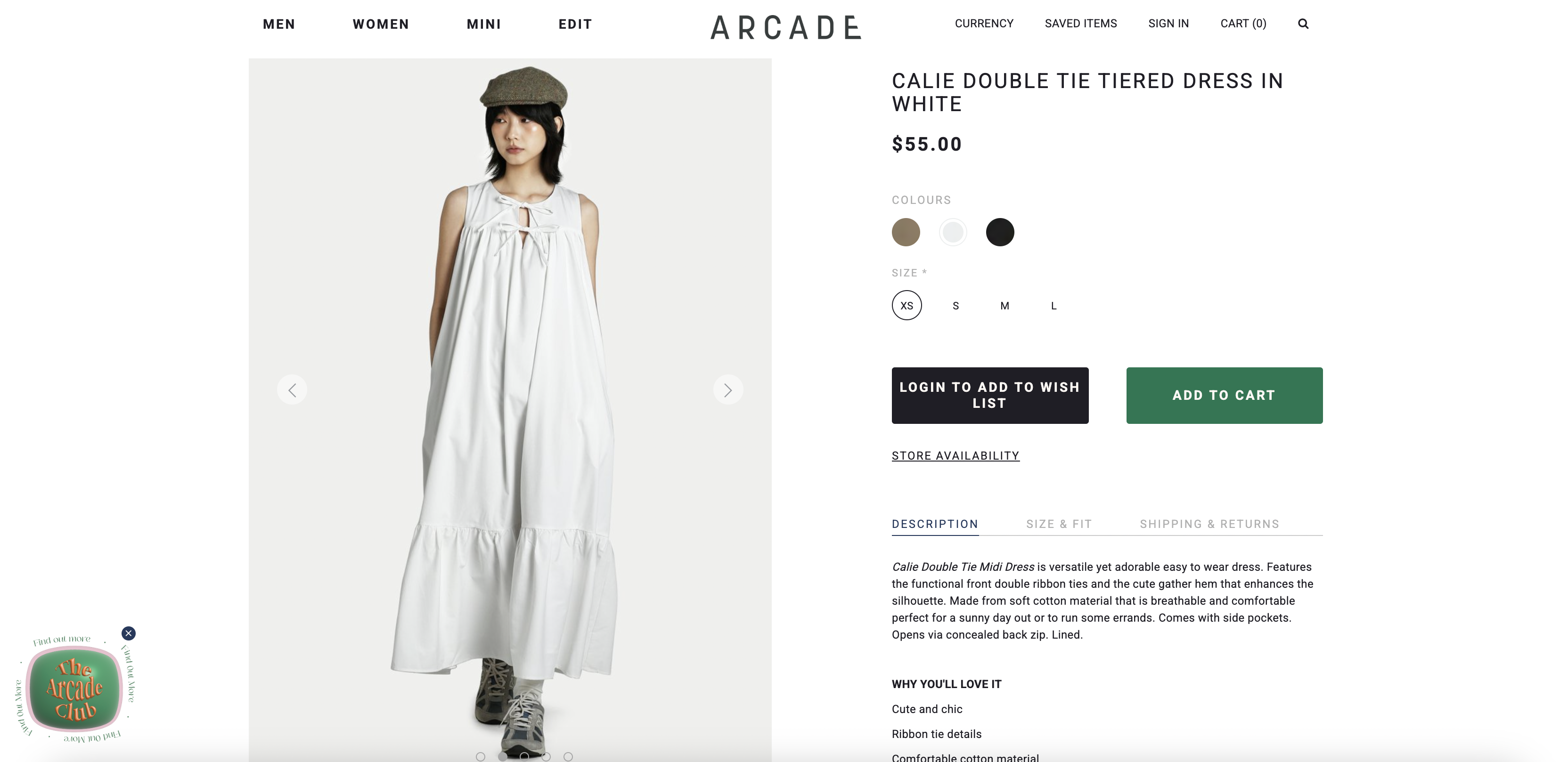Calie Double Tie Tiered Dress in White