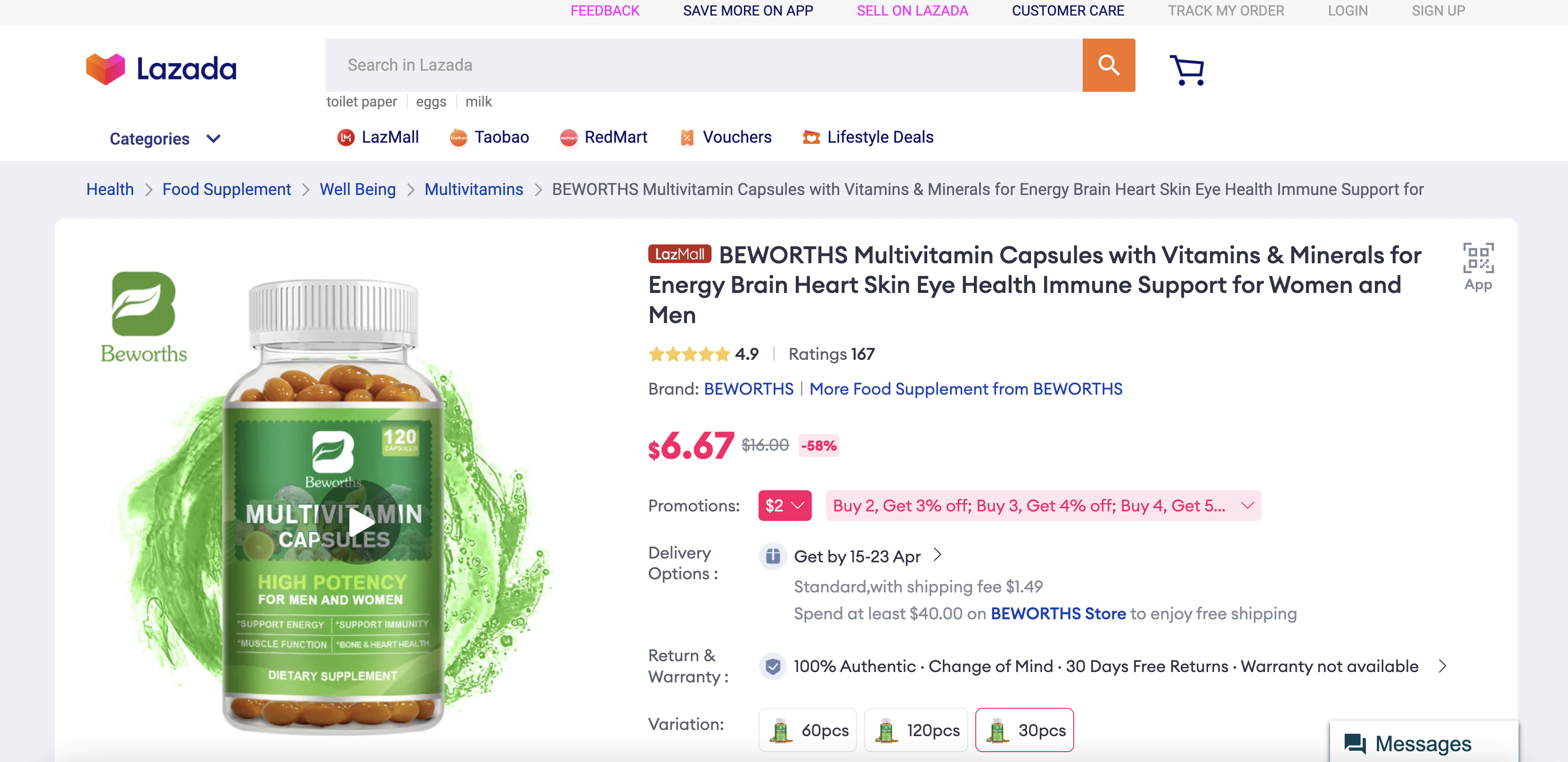 BEWORTHS Multivitamin Capsules with Vitamins & Minerals