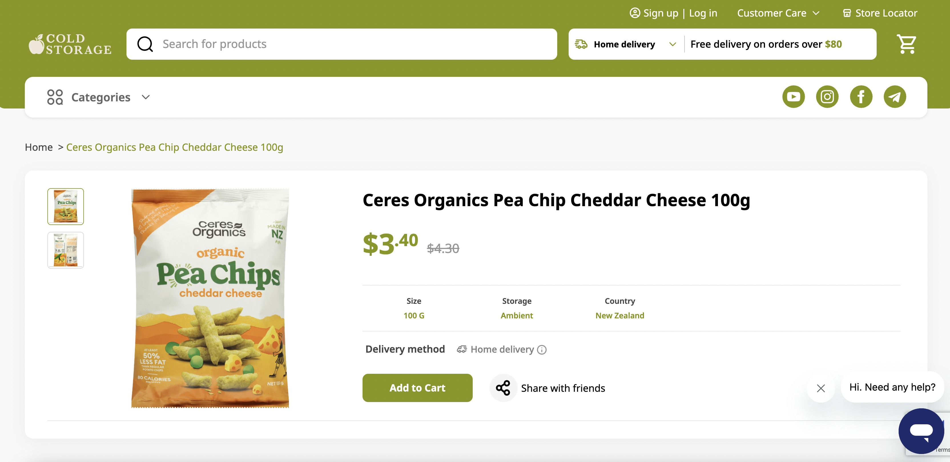 Ceres Organics Pea Chip Cheddar Cheese