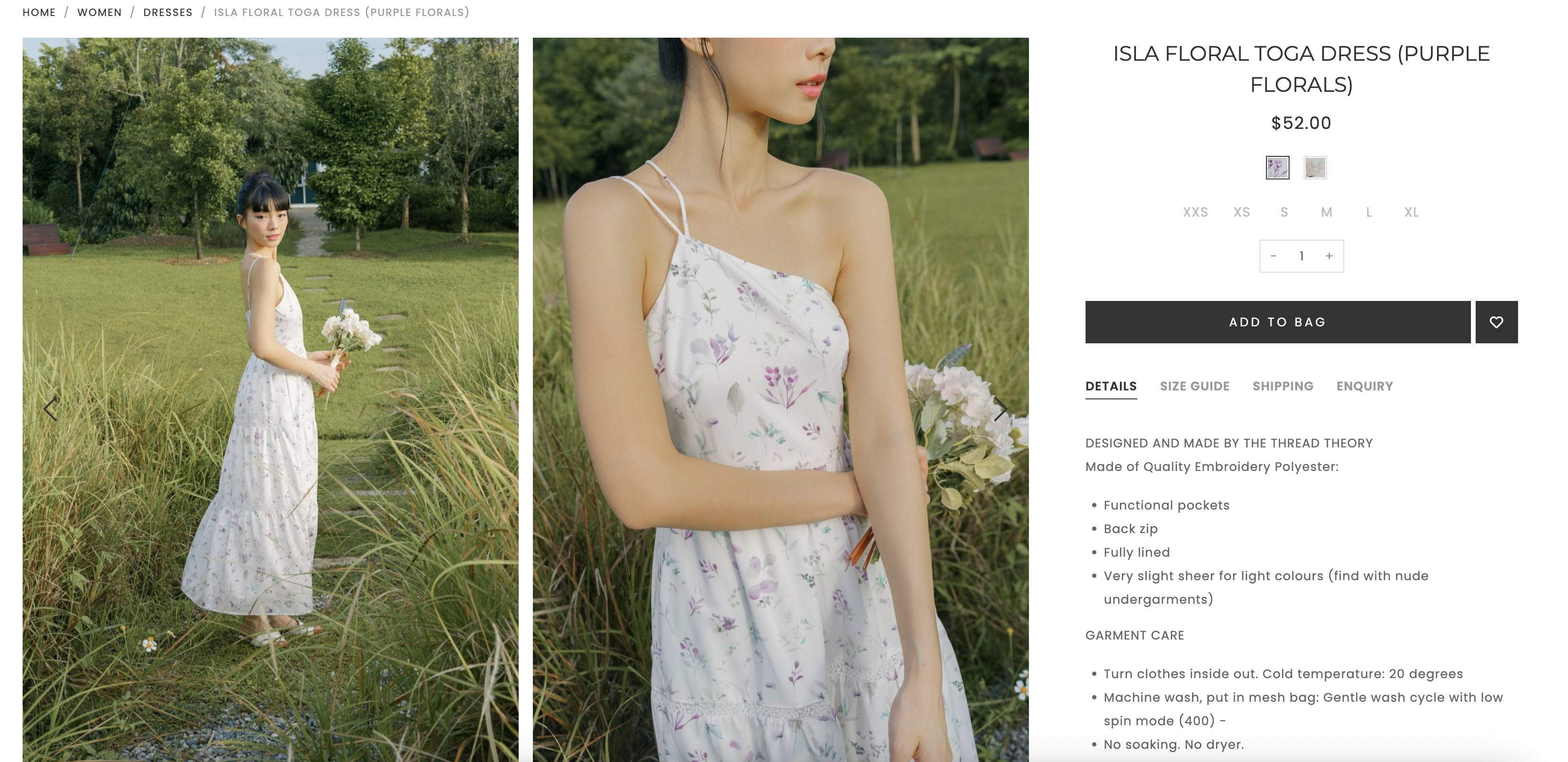 Isla Floral Toga Dress (Purple Florals)