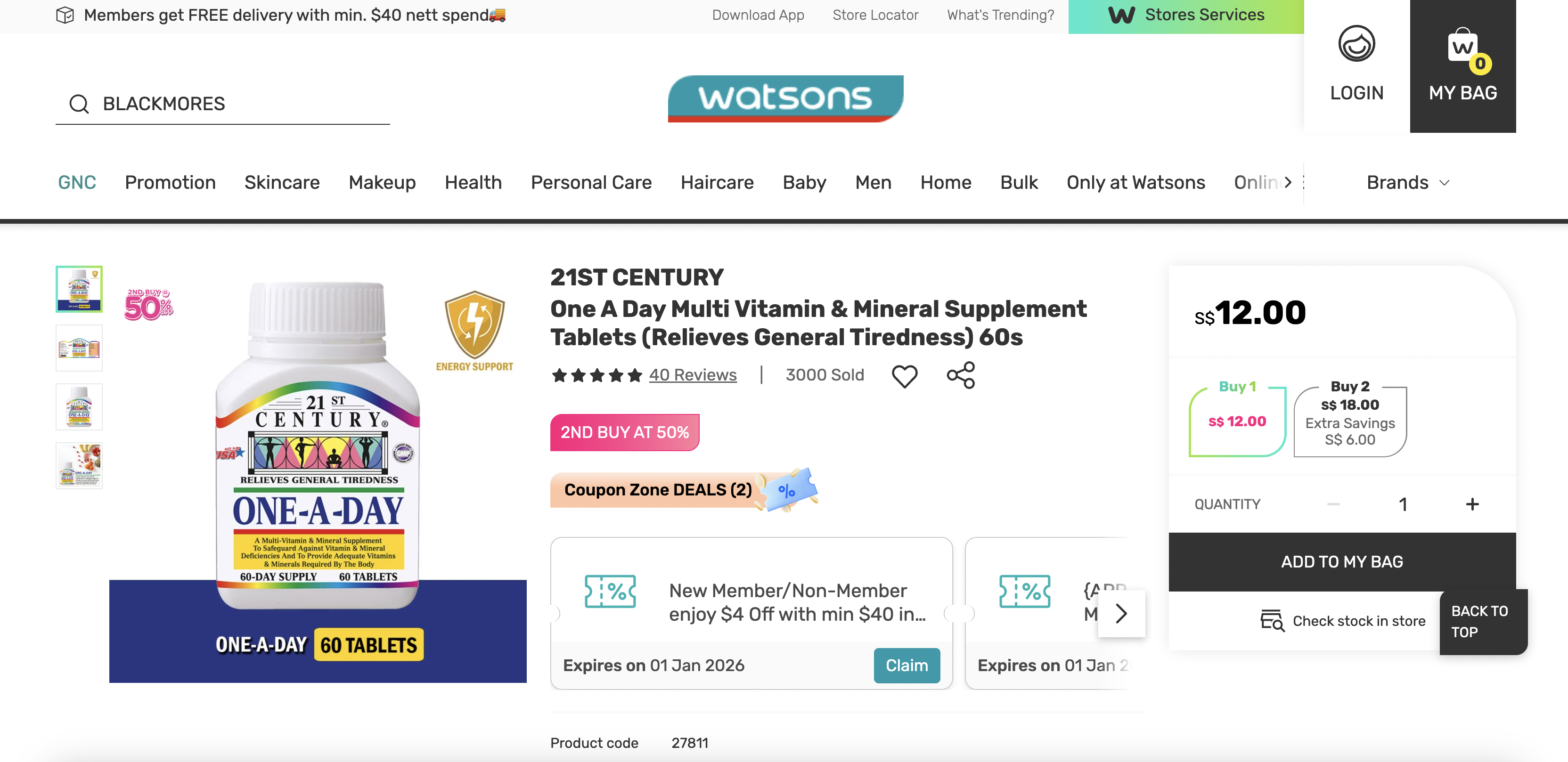 One A Day Multi Vitamin & Mineral Supplement Tablets