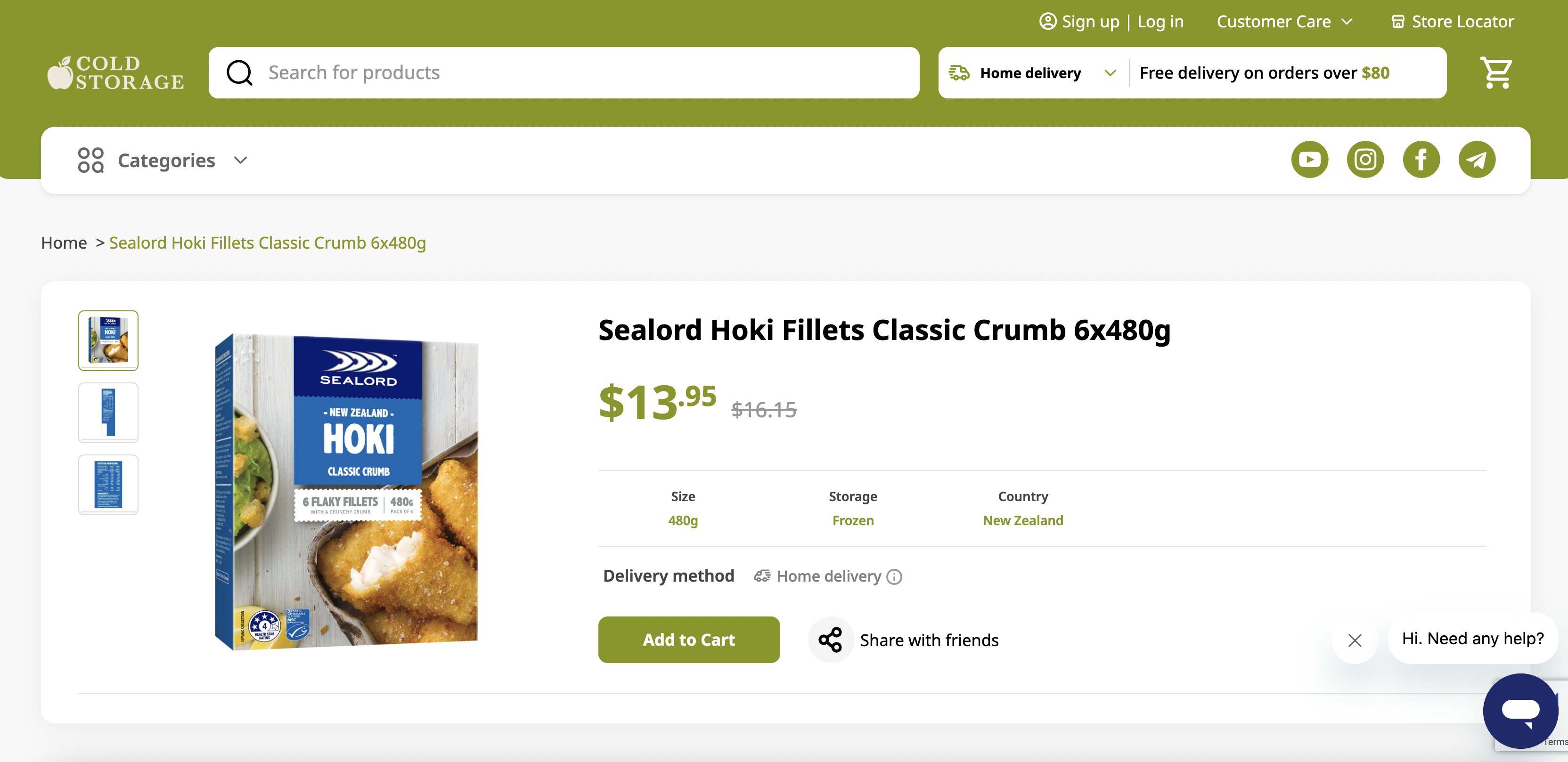 Sealord Hoki Fillets Classic Crumb