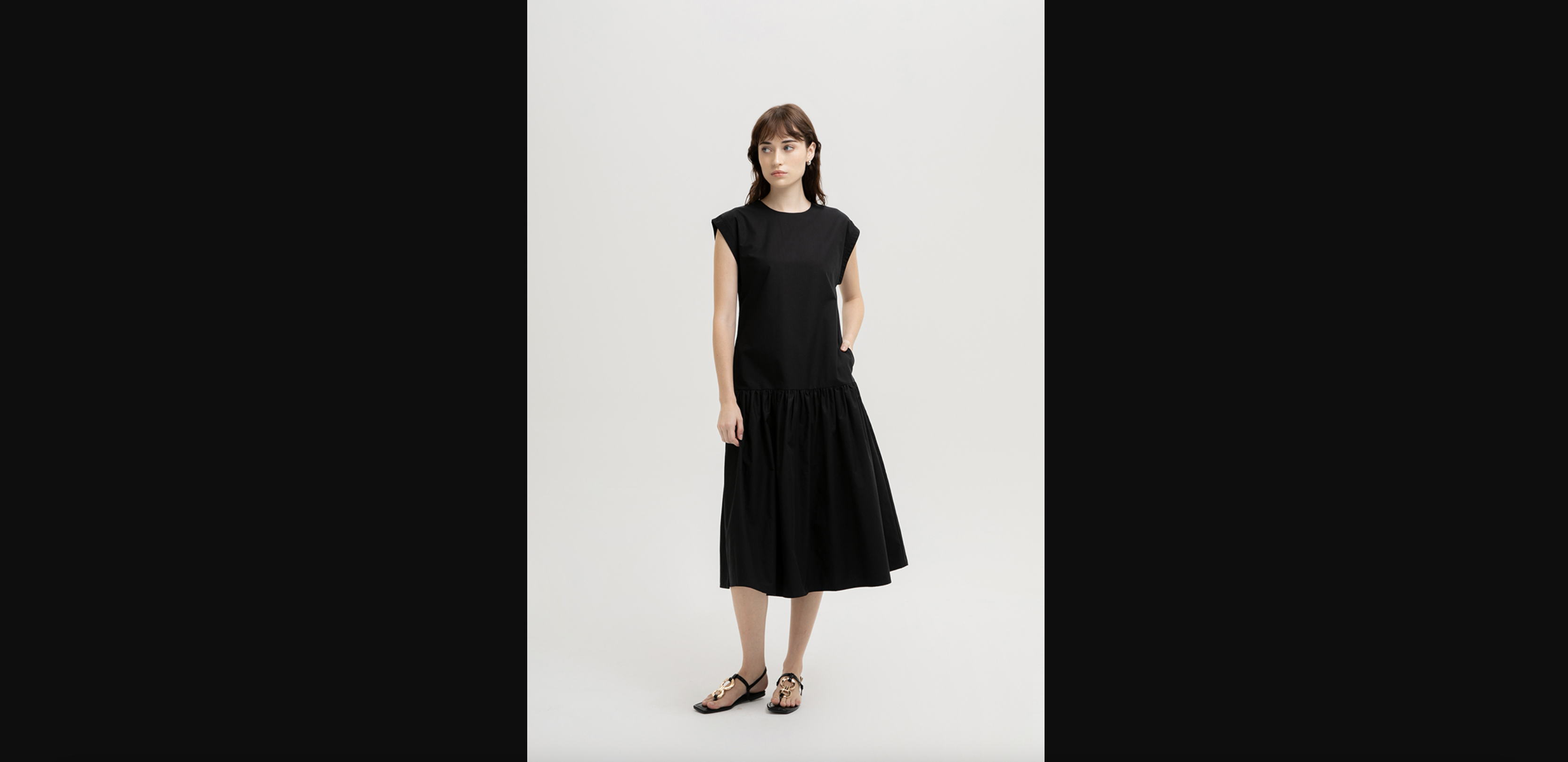 NAREEN CAP SLEEVE DROPWAIST DRESS