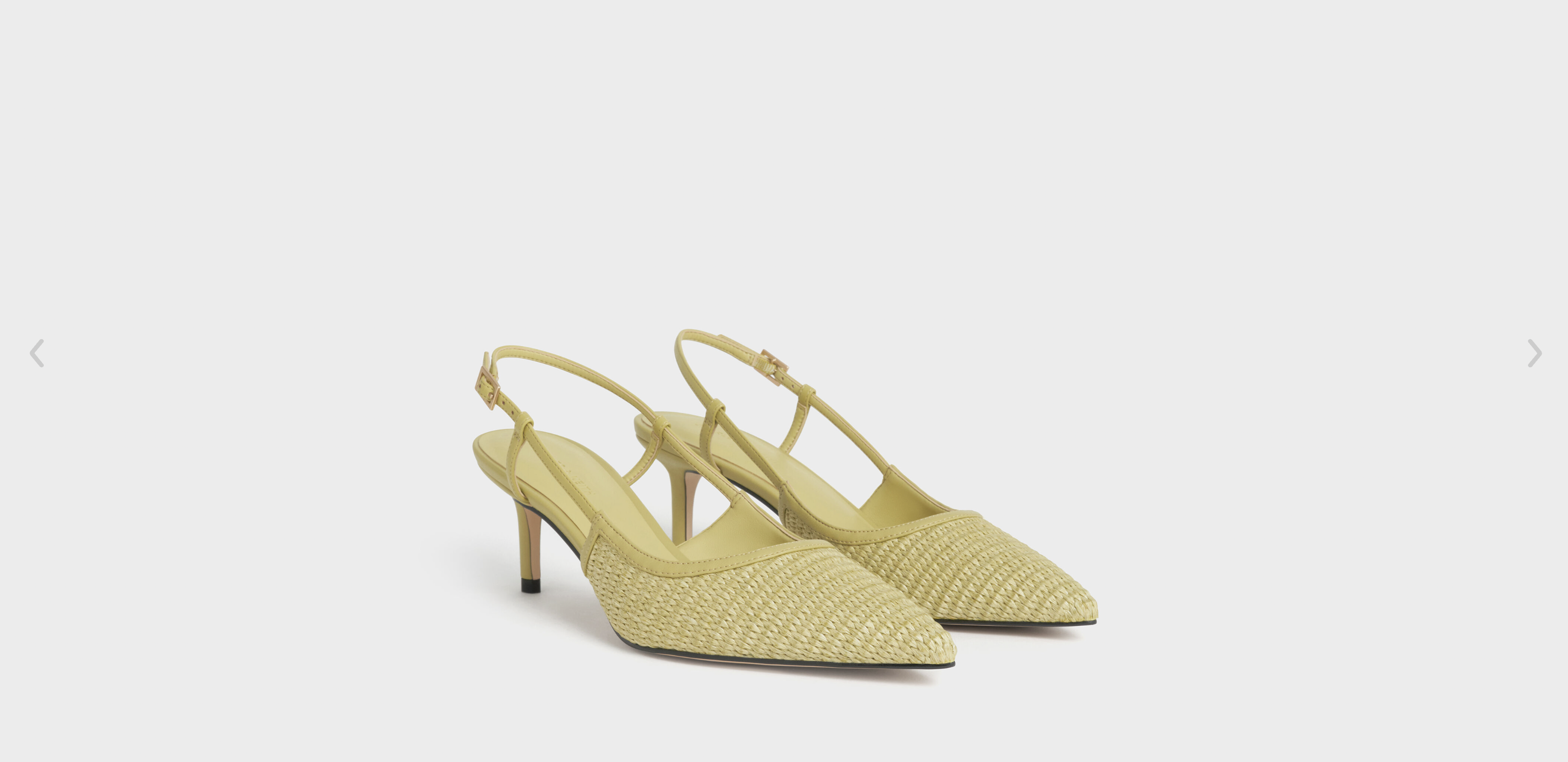 Raffia Pointed-Toe Slingback Pumps - Olive