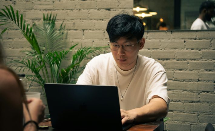 a man working on his laptop