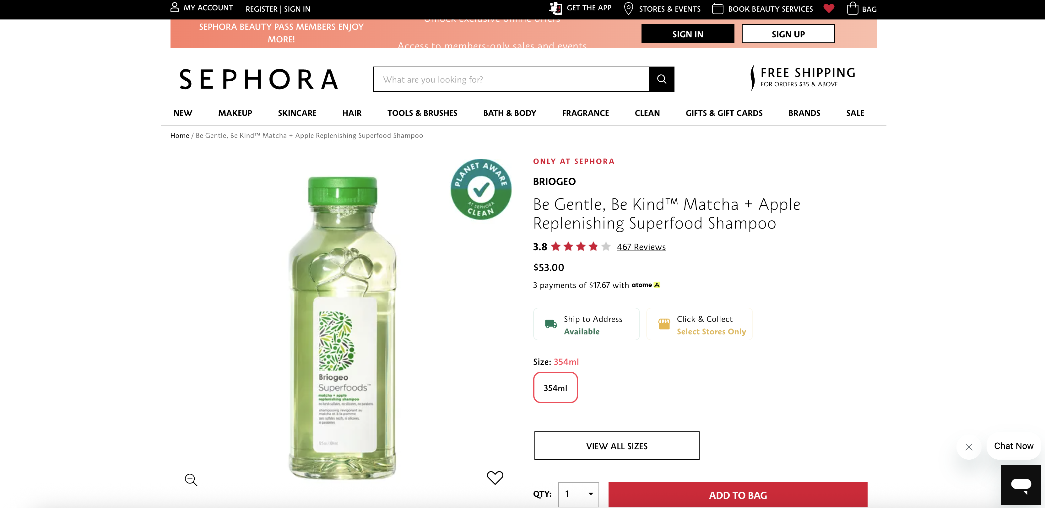 Be Gentle, Be Kind™ Matcha + Apple Replenishing Superfood Shampoo