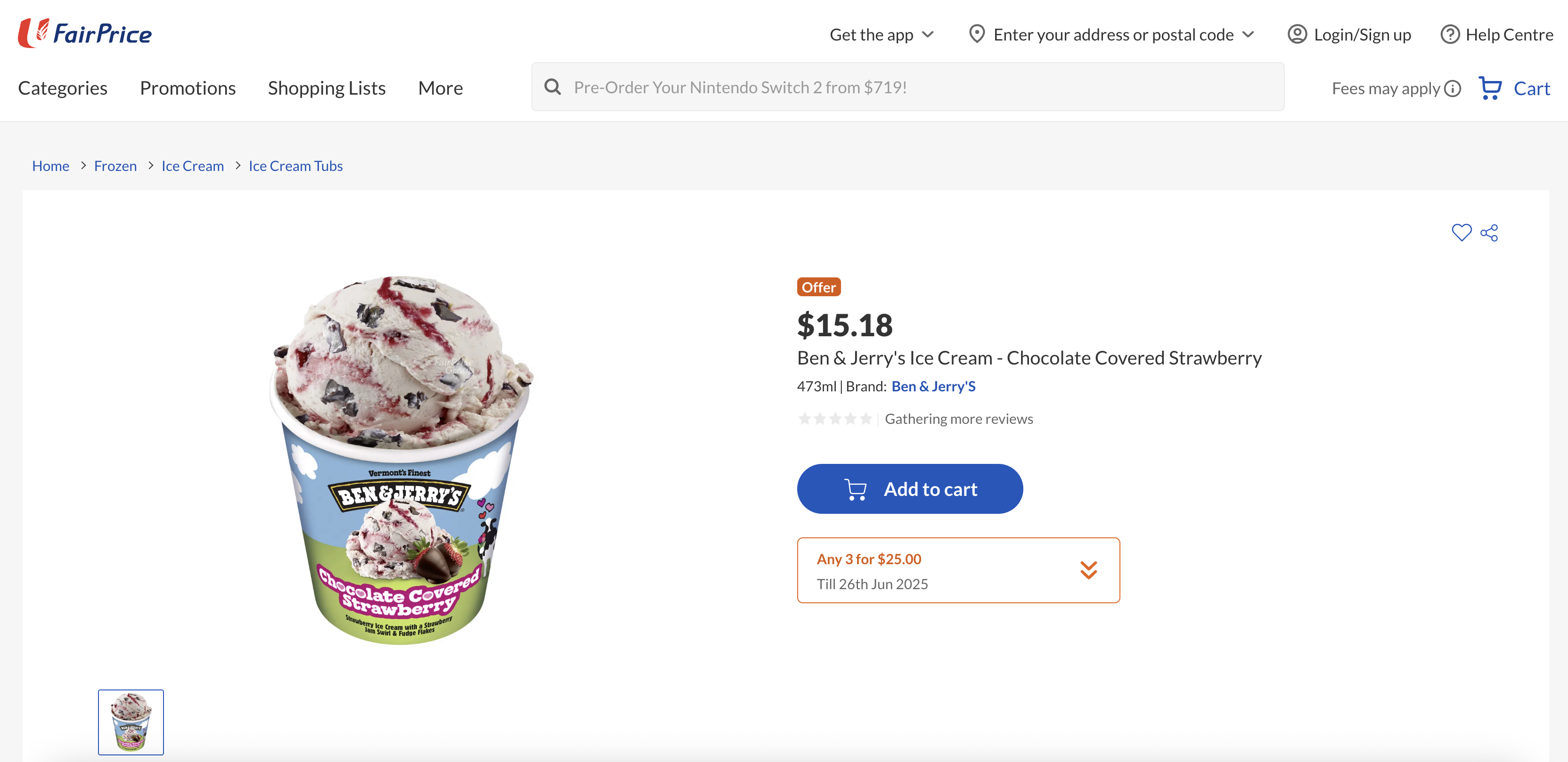 Ben & Jerry's Ice Cream - Chocolate Covered Strawberry