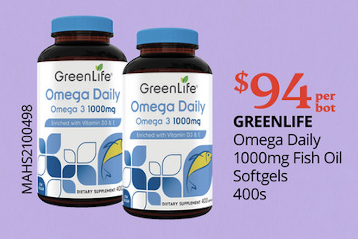 GREENLIFE Omega Daily 1000 mg Fish Oil Softgels 400s