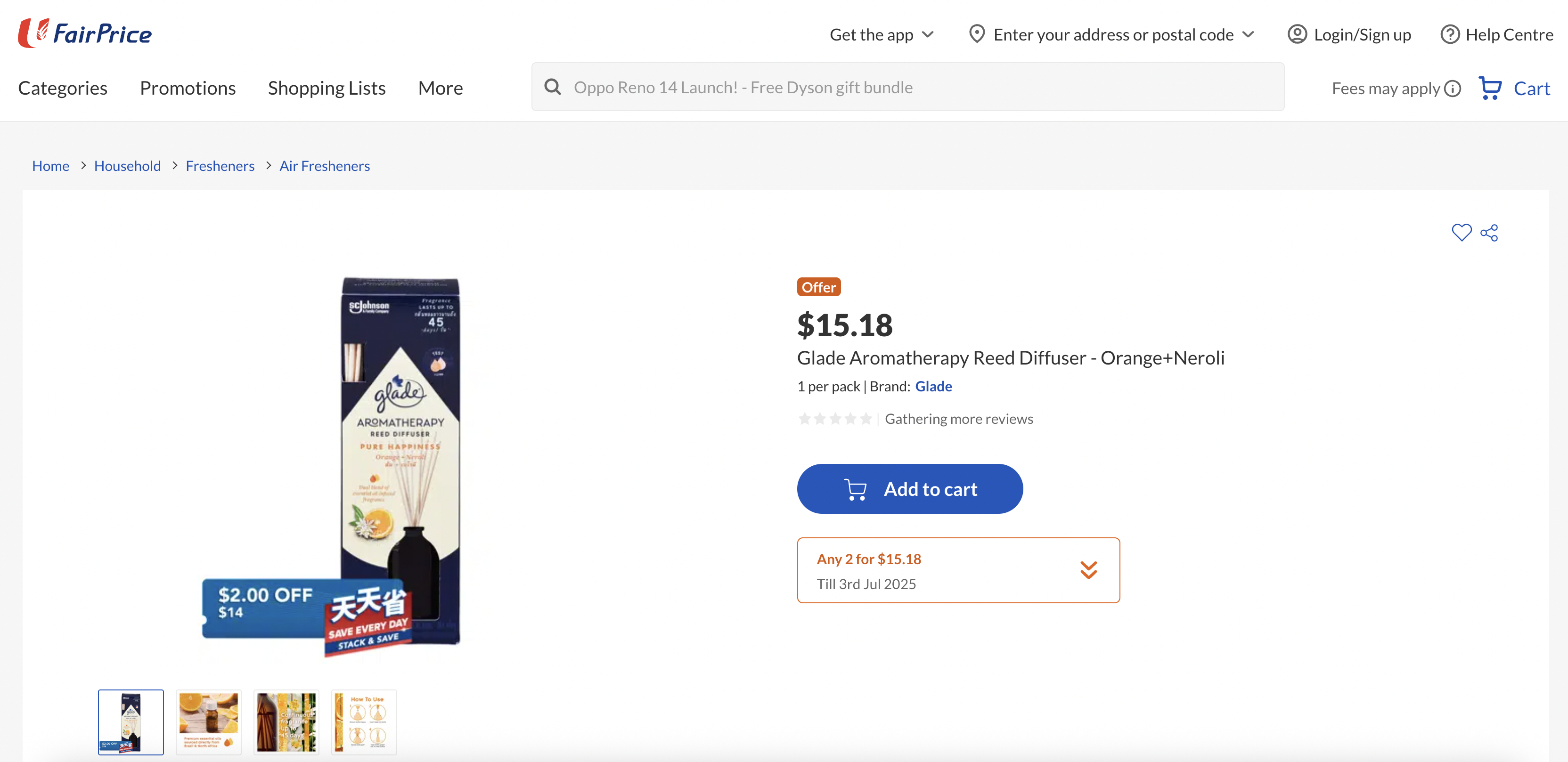 Glade Aromatherapy Reed Diffuser - Orange+Neroli
