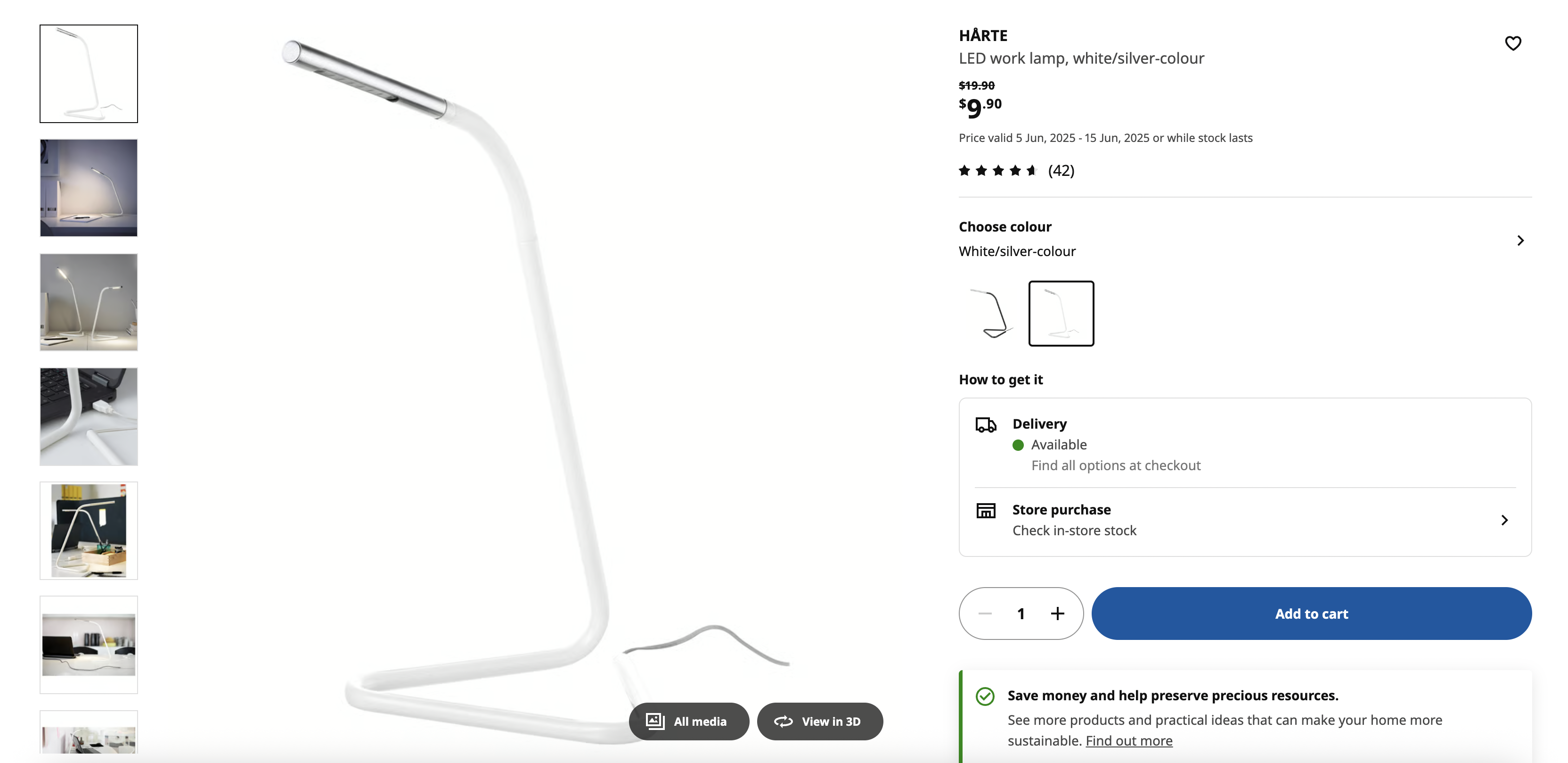 LED work lamp, white/silver-colour