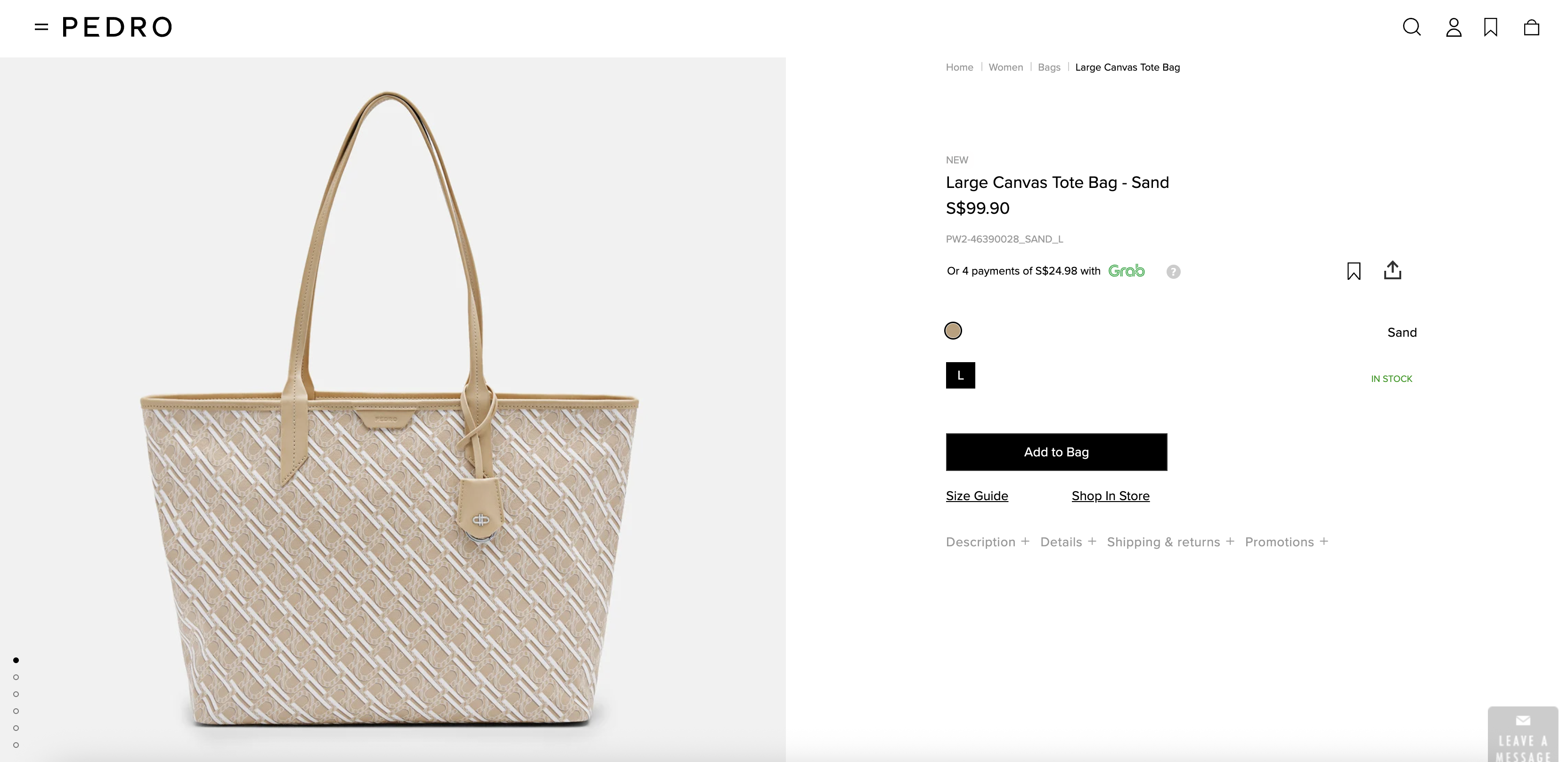 Large Canvas Tote Bag - Sand