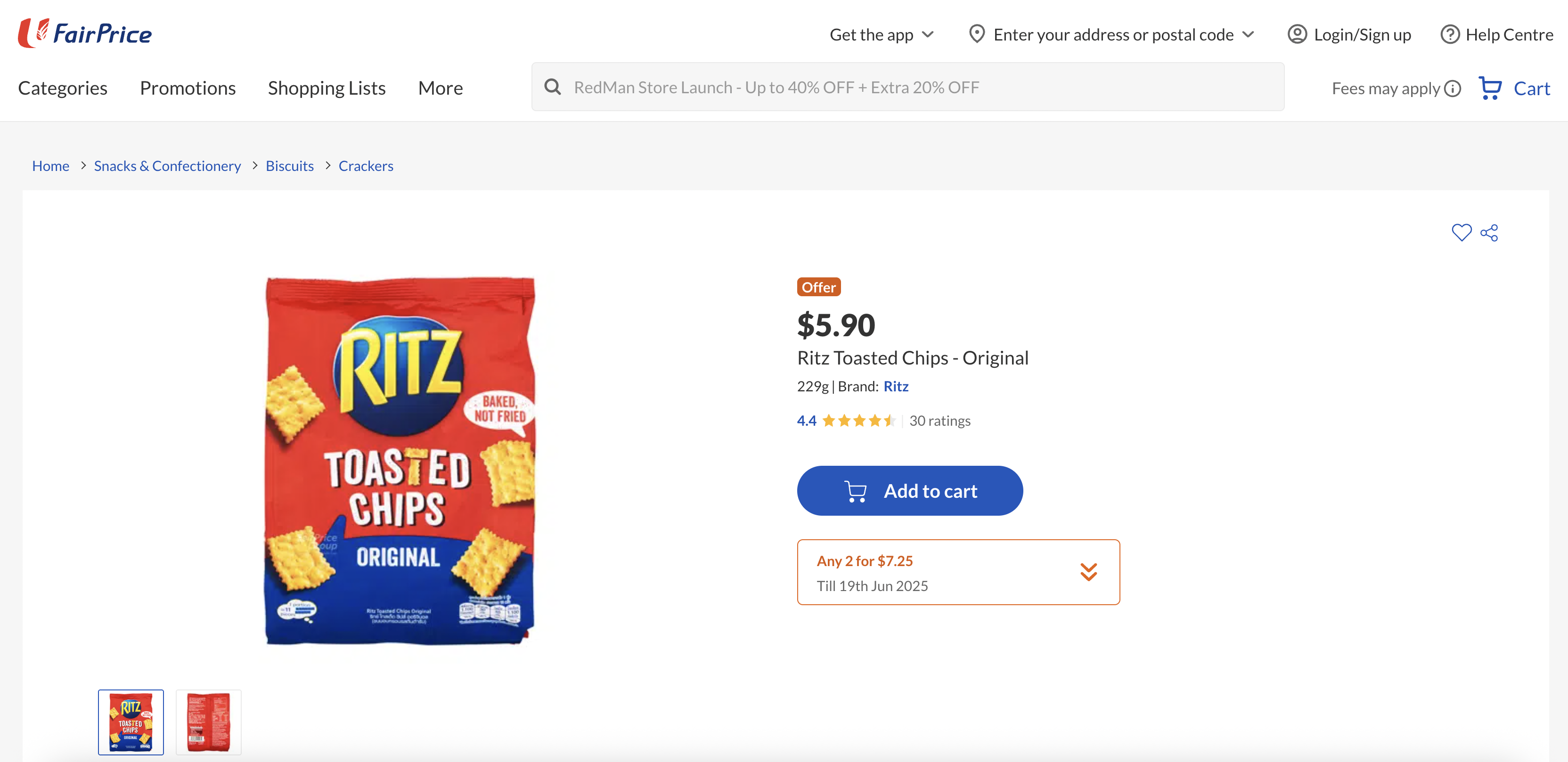 Ritz Toasted Chips - Original