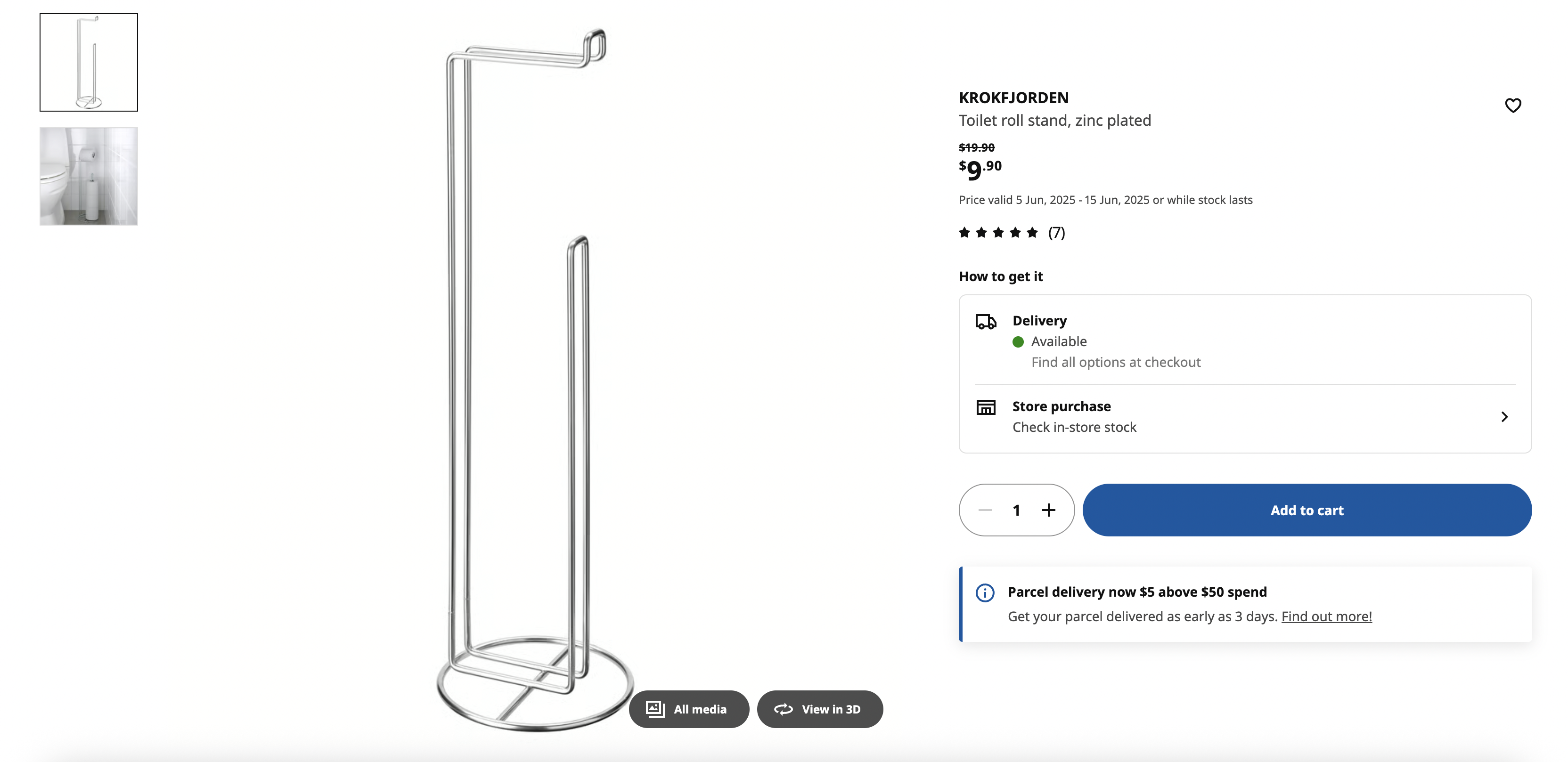 Toilet roll stand, zinc plated