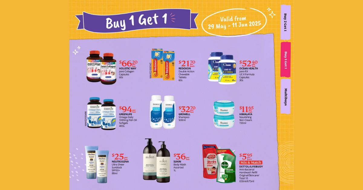 Unity Card Promotion Unity Singapore is running a ‘Buy 1 Get 1’ promotion on these items ...