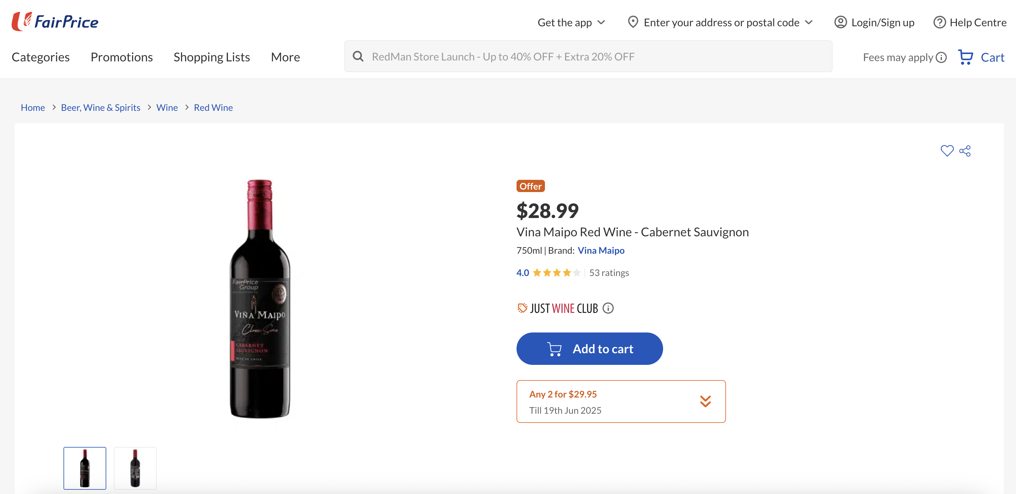 Vina Maipo Red Wine - Cabernet Sauvignon