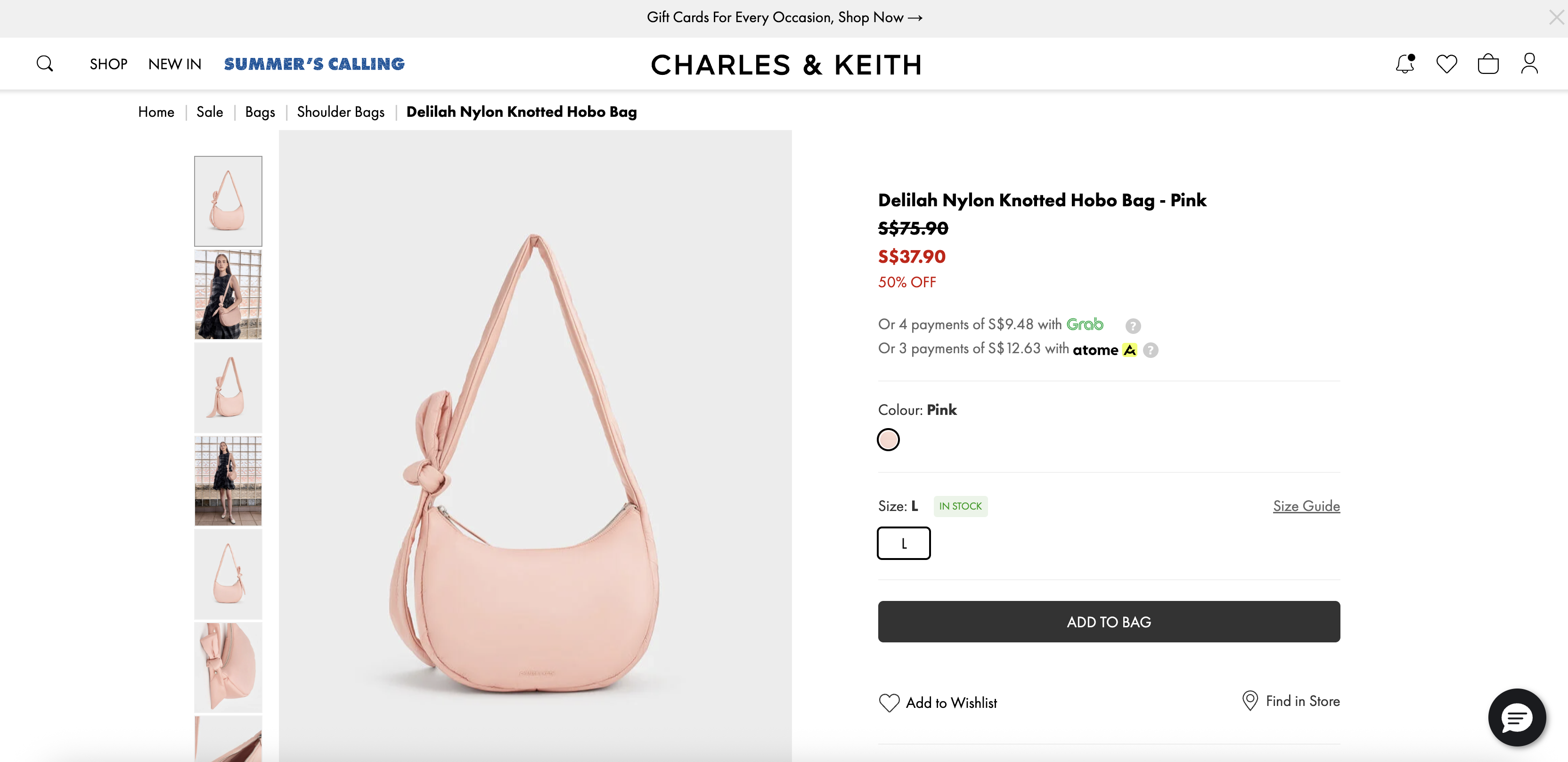 Delilah Nylon Knotted Hobo Bag - Pink