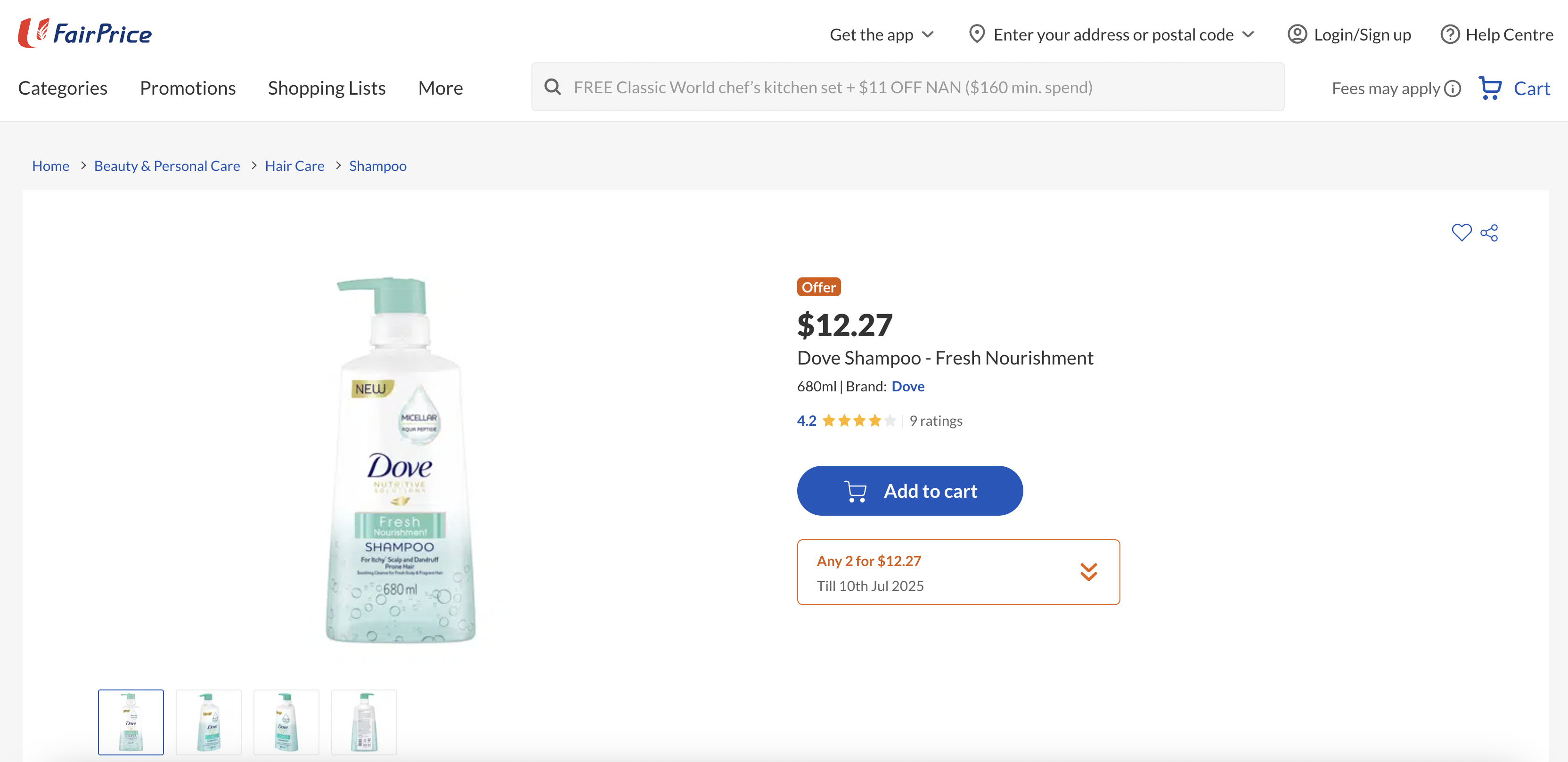 Dove Shampoo - Fresh Nourishment