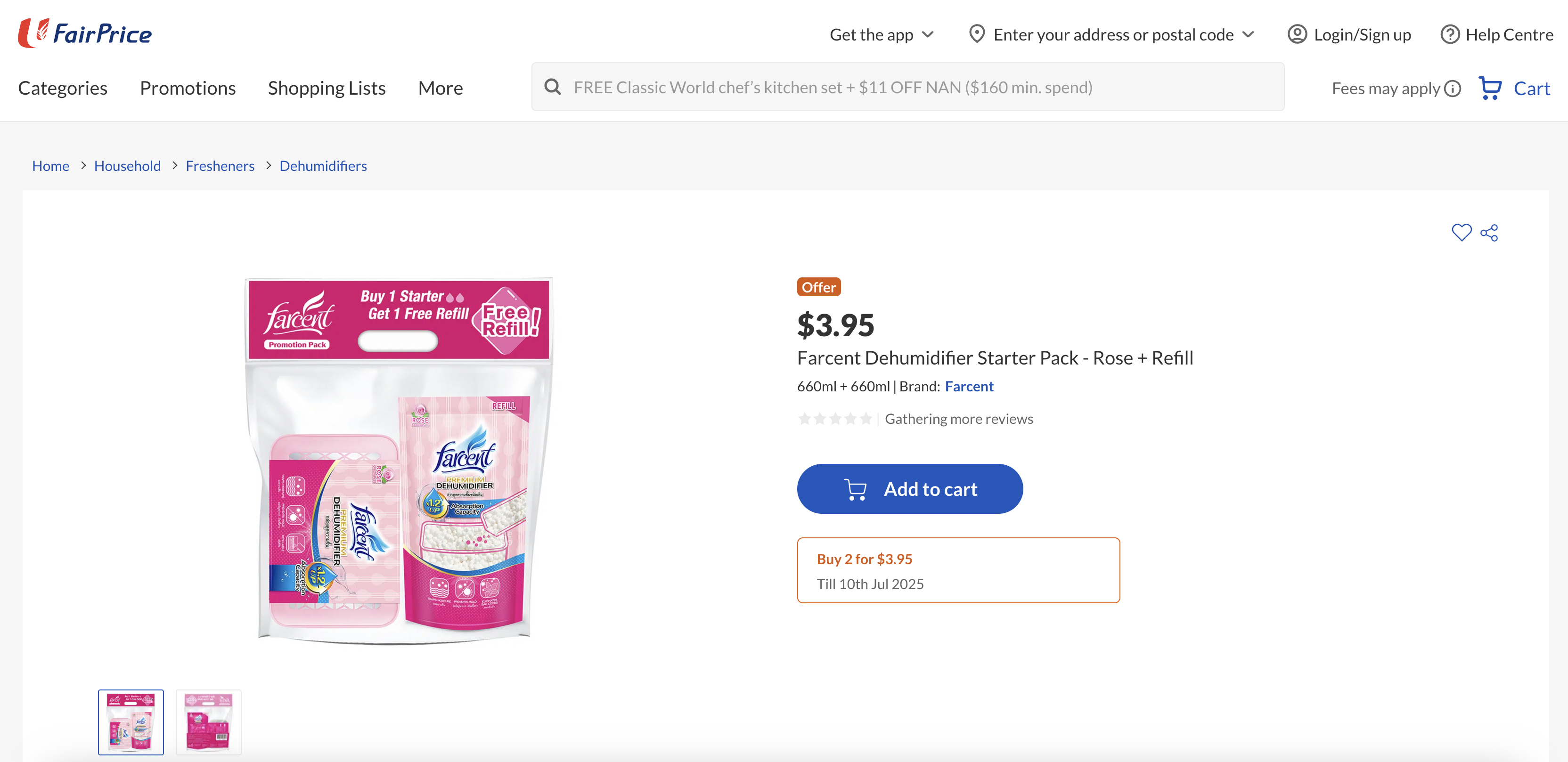 Farcent Dehumidifier Starter Pack - Rose + Refill