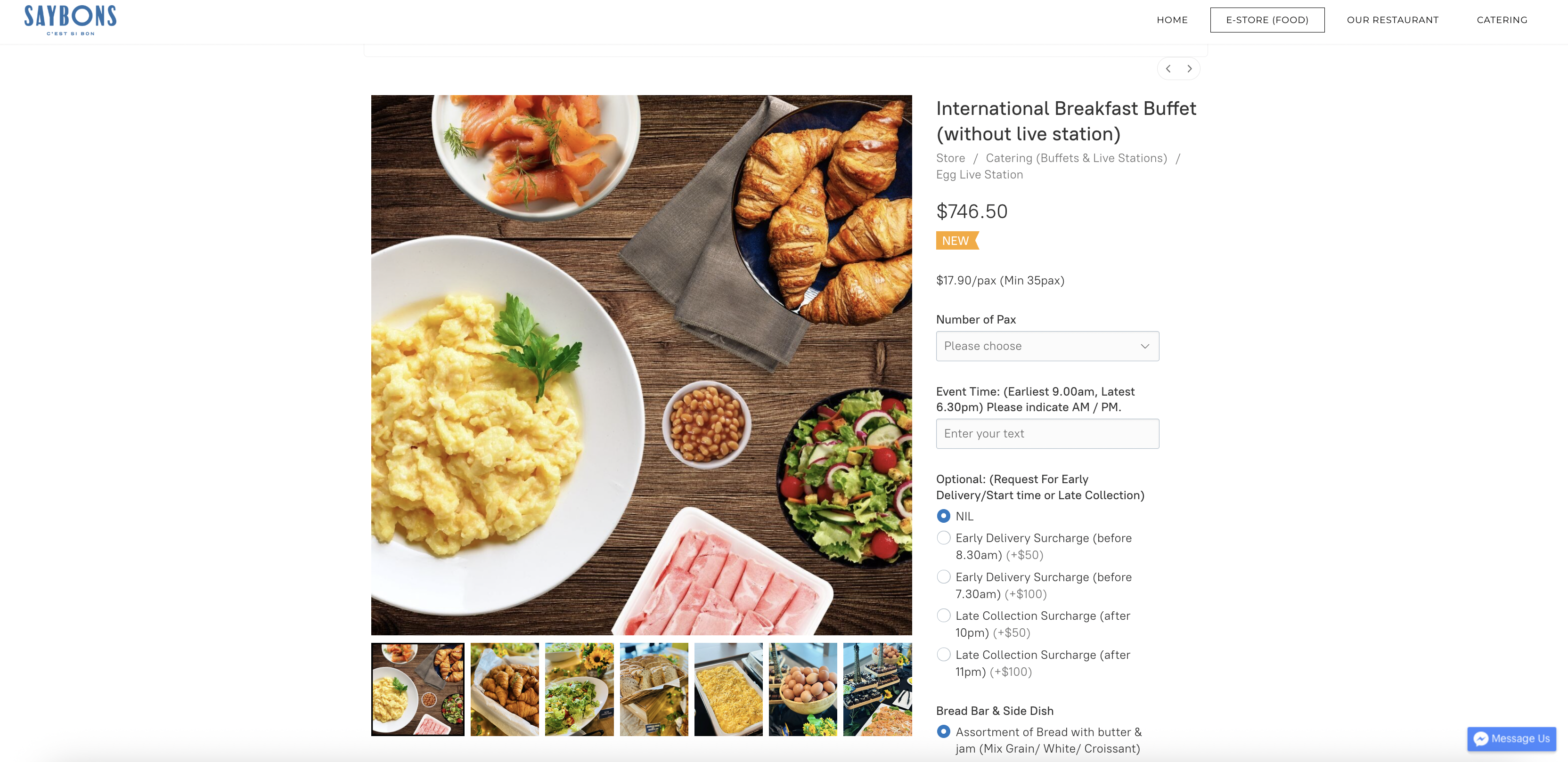 International Breakfast Buffet (without live station)