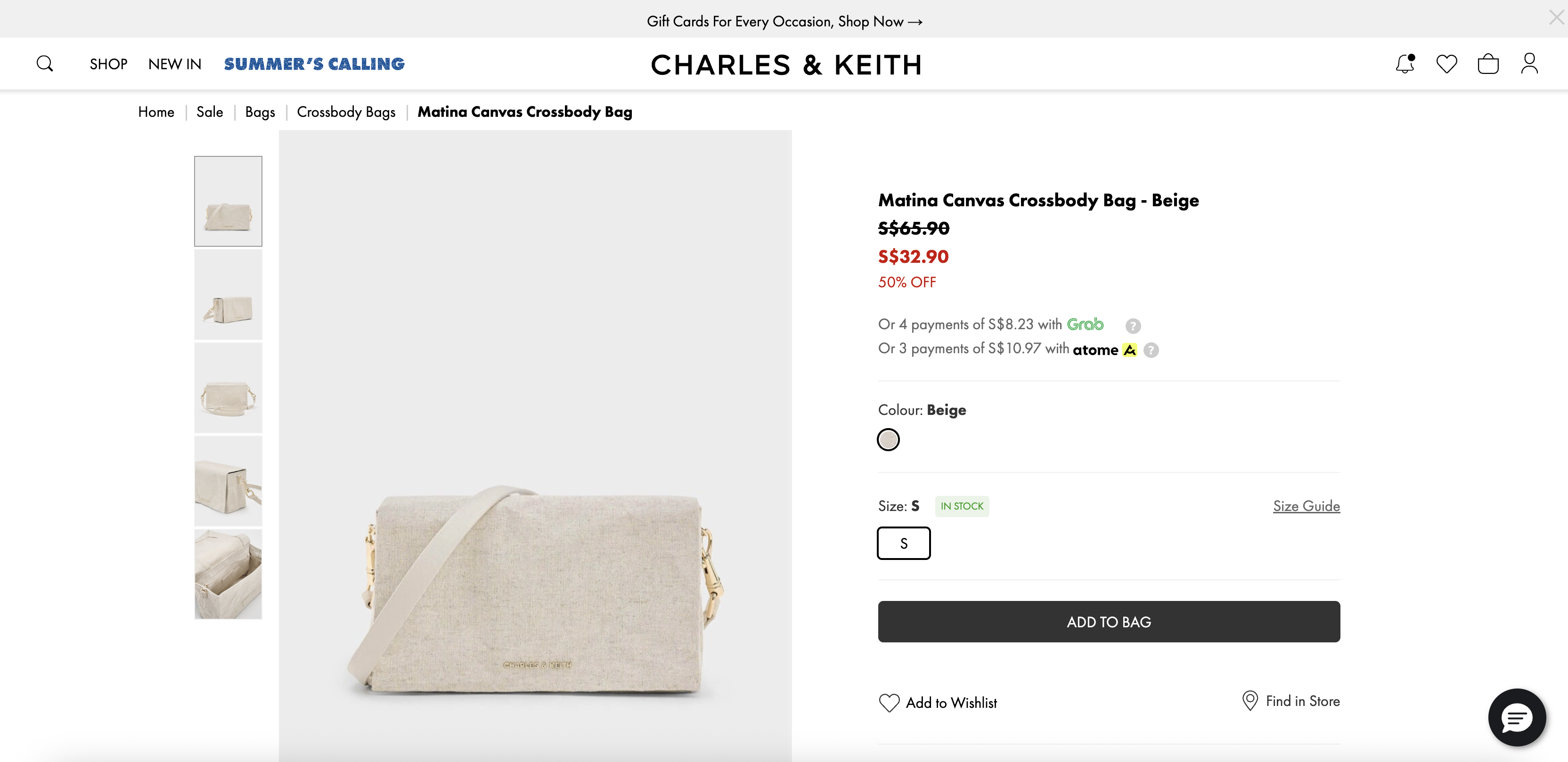 Matina Canvas Crossbody Bag - Beige
