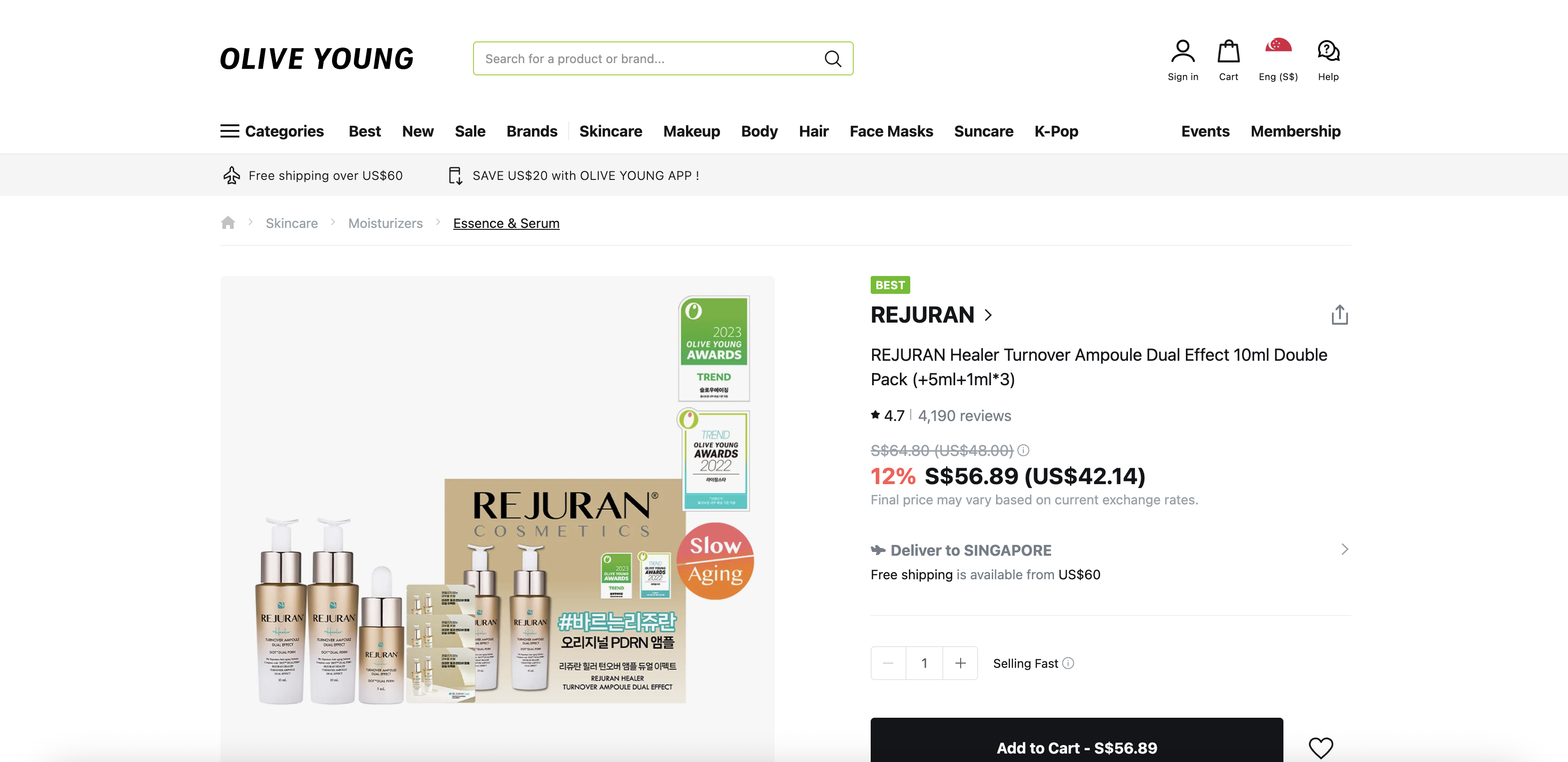 REJURAN Healer Turnover Ampoule Dual Effect 10ml Double Pack