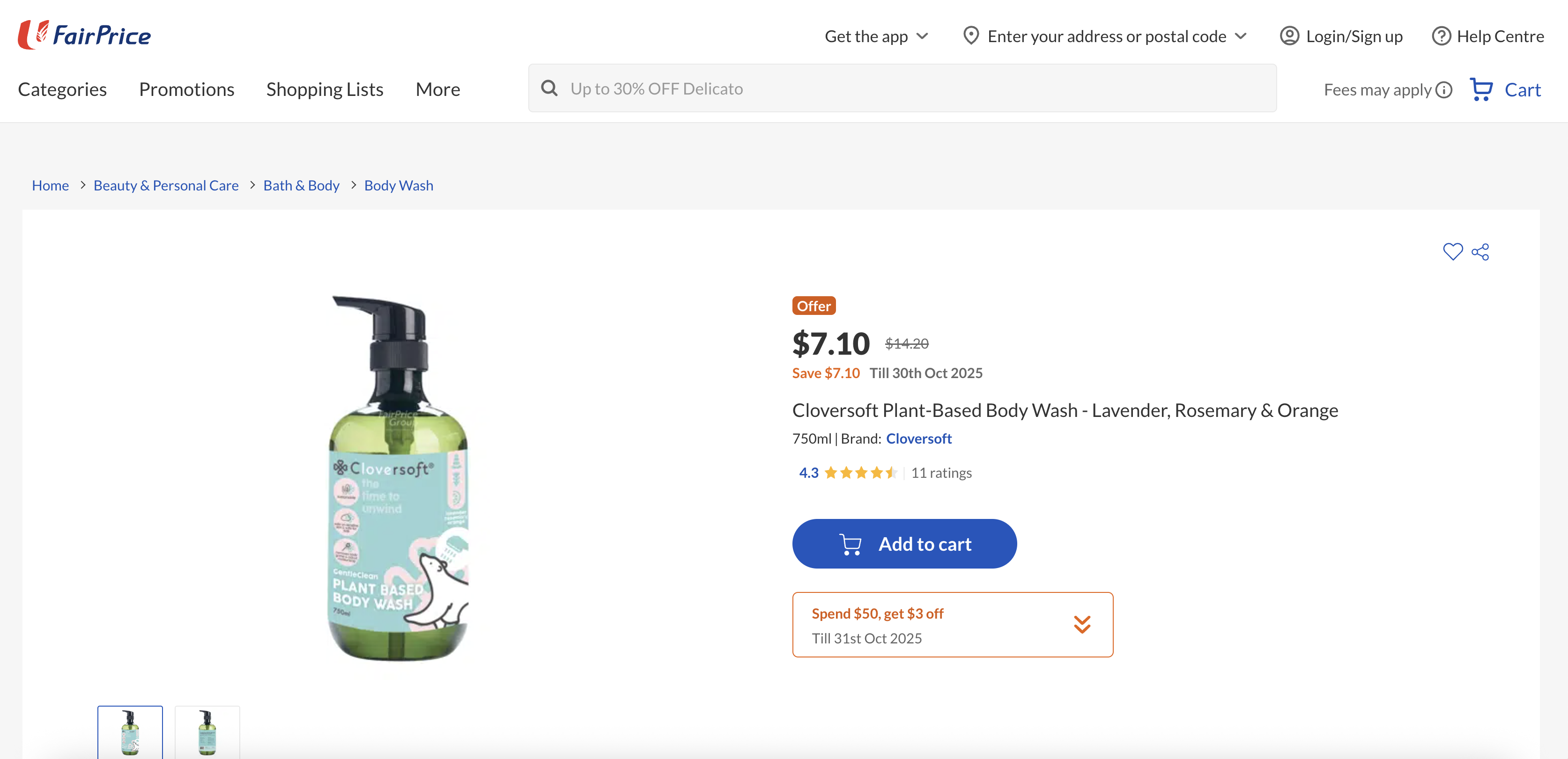 Cloversoft Plant-Based Body Wash - Lavender, Rosemary & Orange