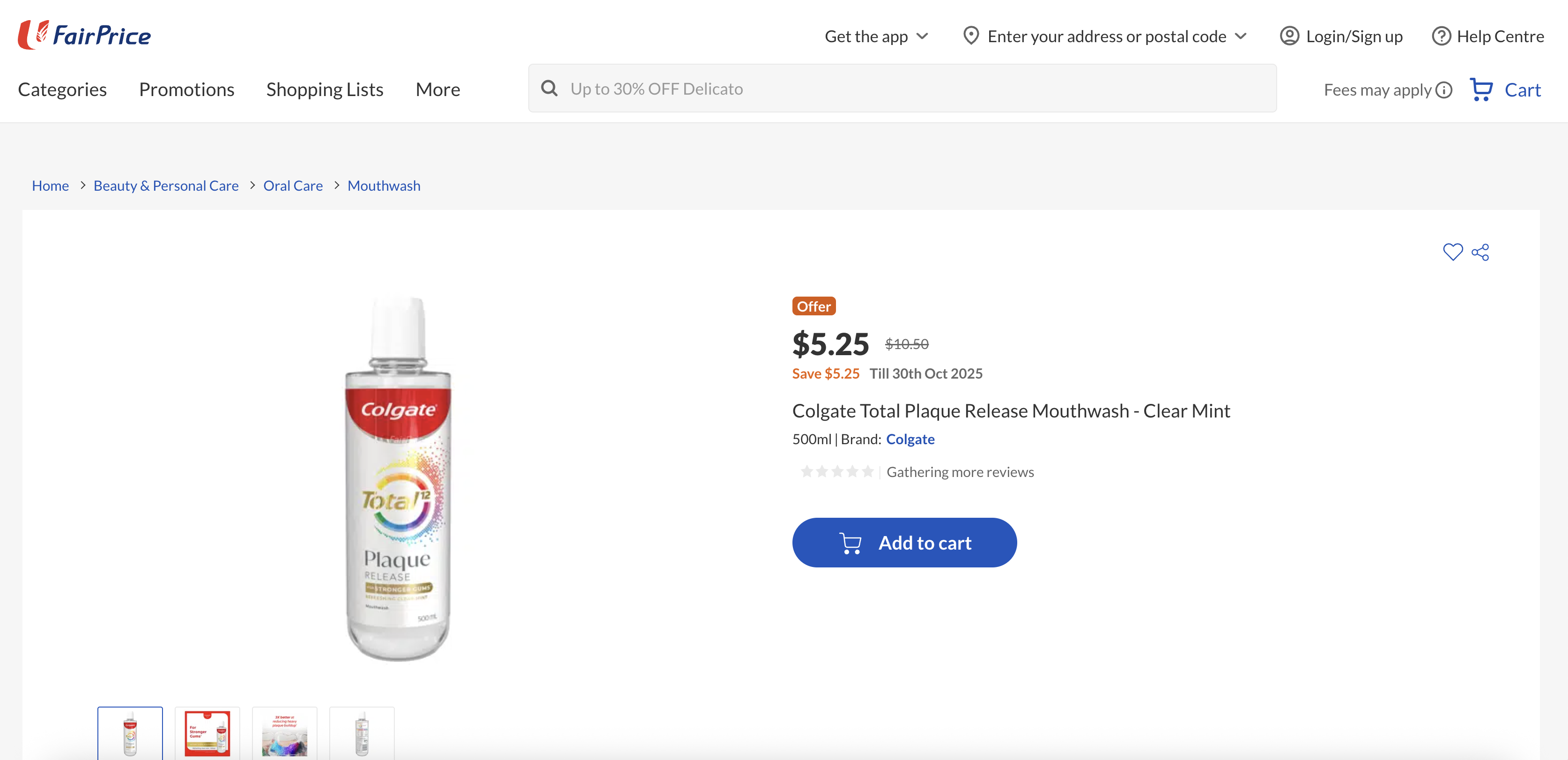 Colgate Total Plaque Release Mouthwash - Clear Mint