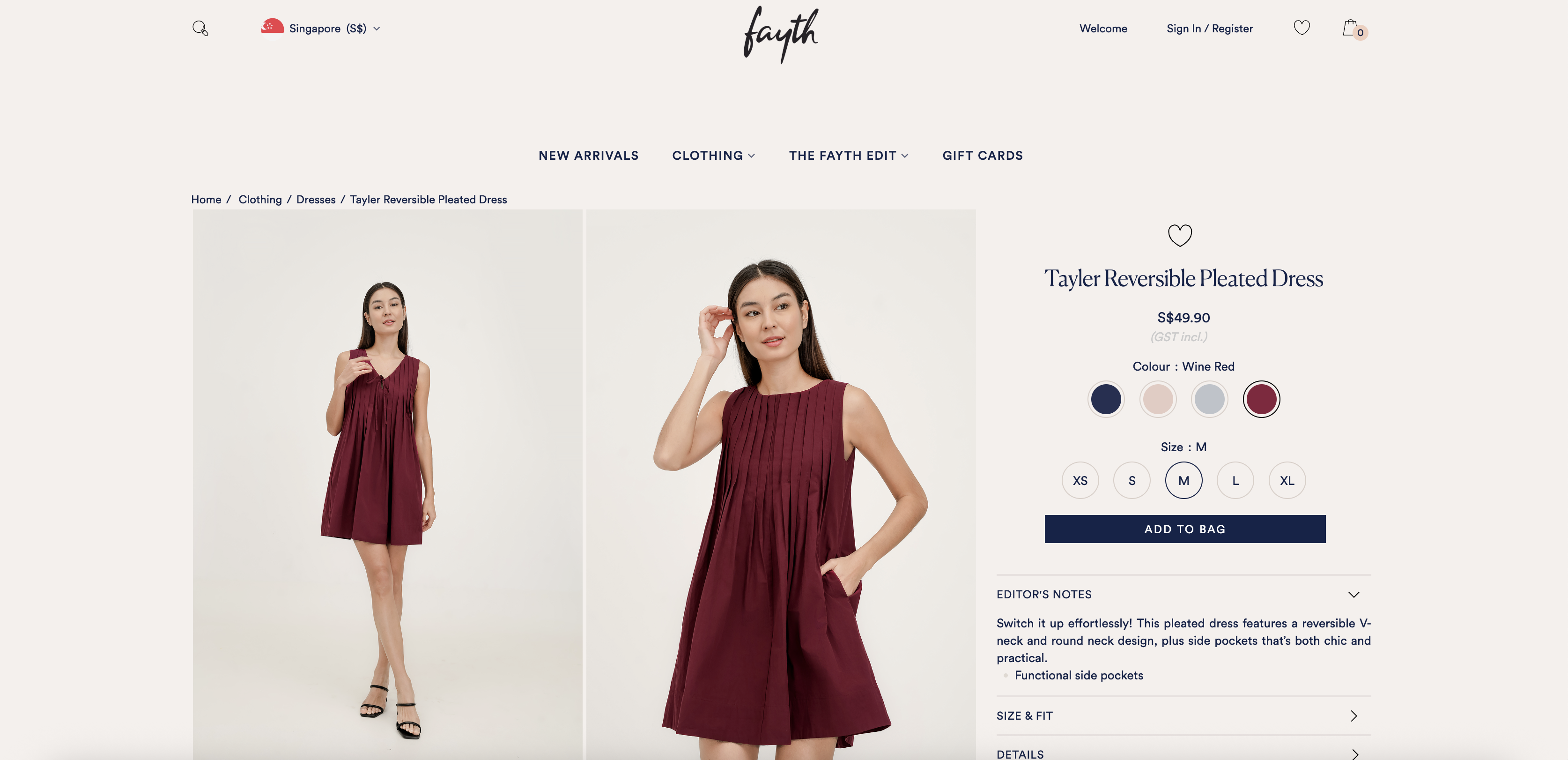 Tayler Reversible Pleated Dress