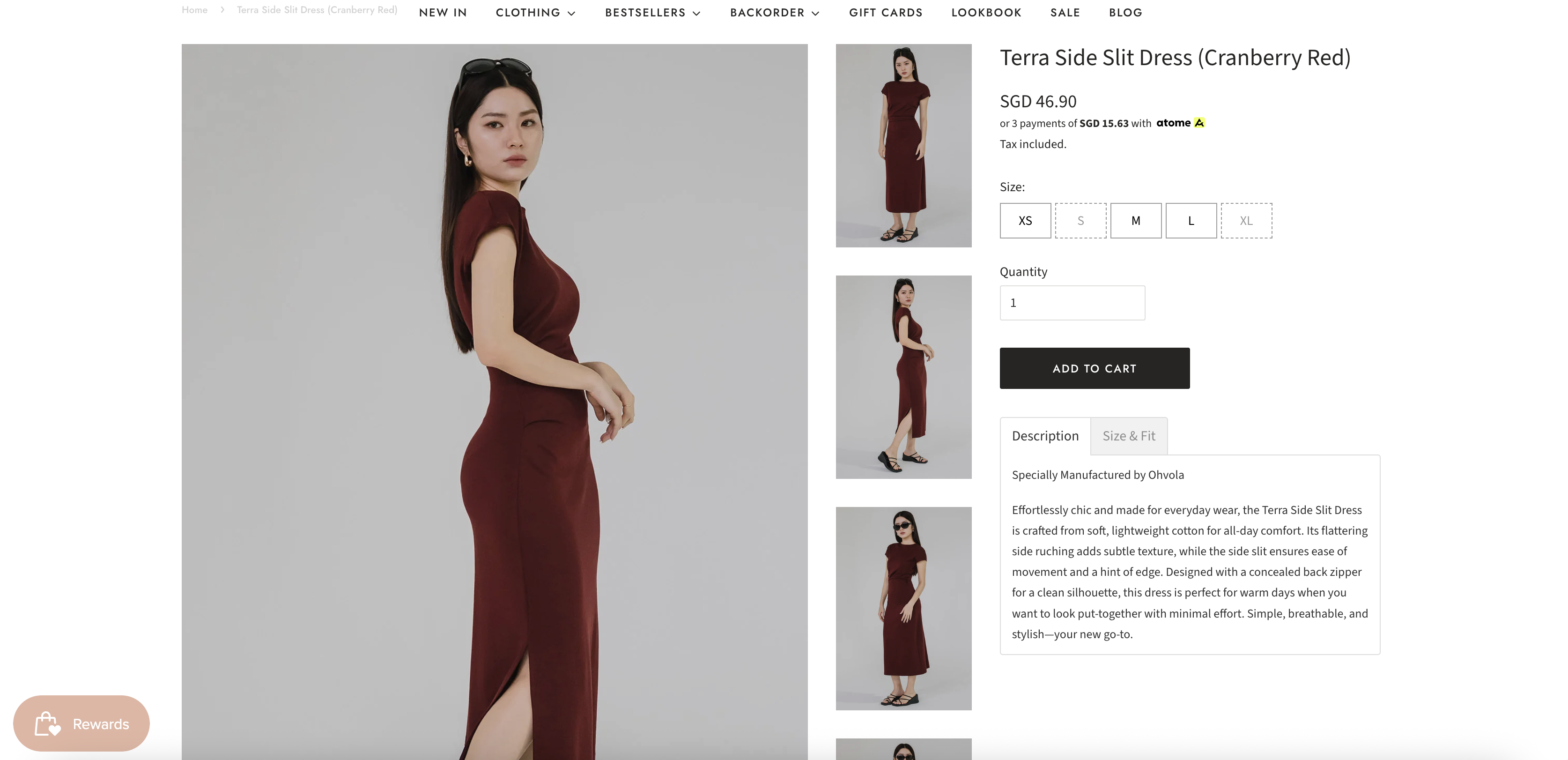 Terra Side Slit Dress (Cranberry Red)