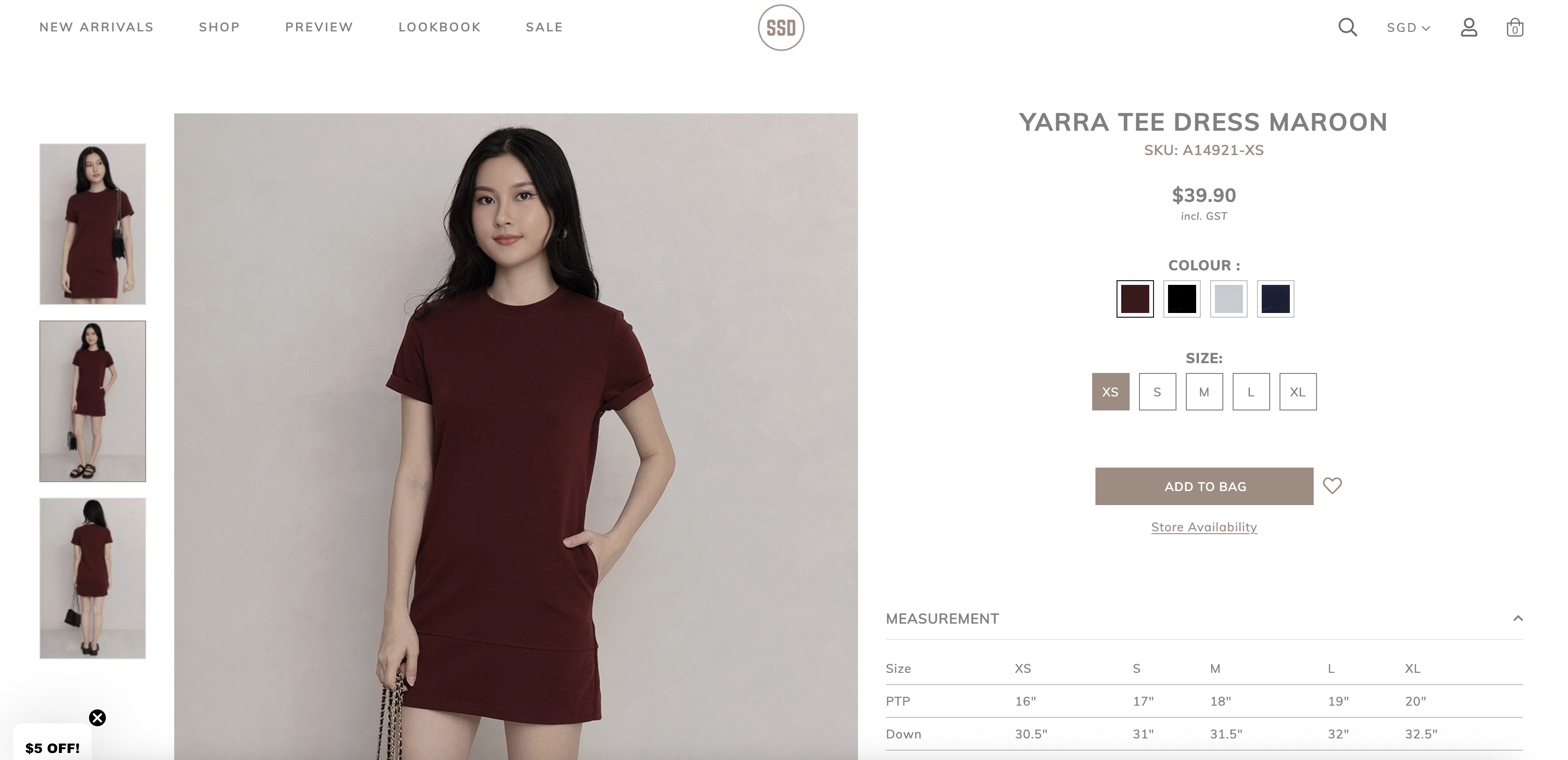 Yarra Tee Dress Maroon