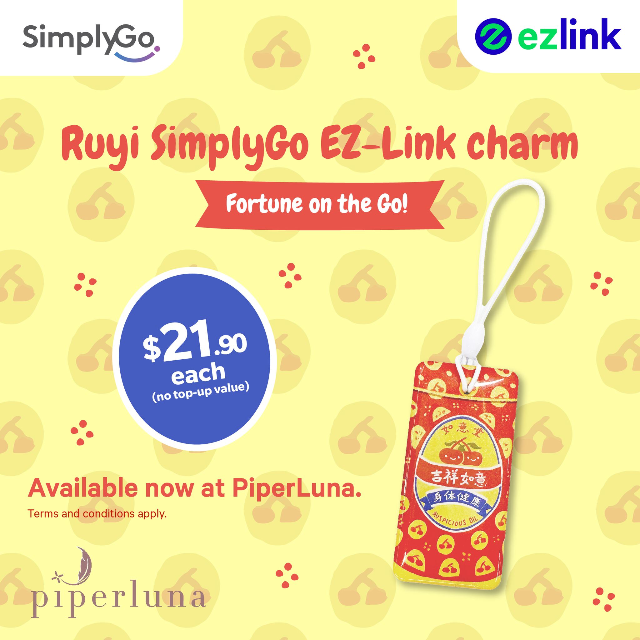 Ruyi SimplyGo EZ-Link charm now available at $21.90
